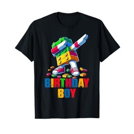 Birthday Boy Dabbing Master Builder Blocks Bricks B Day T-Shirt