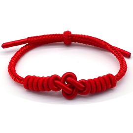 Wishpromoter Red String Bracelet, Red Bracelets for Women and Men with Unique Design in the Middle Symbolizing Good Luck, Hand-woven Couples Bracelets, Best Friend Bracelet as Gifts