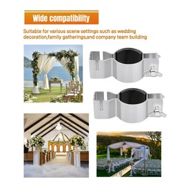 2 Pcs Adjustable Upright Clamp,Pipe and Drape Clamps,Works With 1.5" Diam or 2" Diam,For Weddings,Banquets And Events