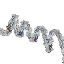 12 Yards，Wide 0.59 Inch Shiny Silver Sequin Ribbon Trim for DIY Sewing Dress Dance Costumes，Headband (Shiny Silver)