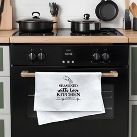 Dhecvbd Seasoned with Love Kitchen ，Funny Kitchen Towels,Kitchen Decor,Funny Kitchen Hand Dish Tea Towels ，Kitchen Gifts for Mom，Housewarming Gift for Couples