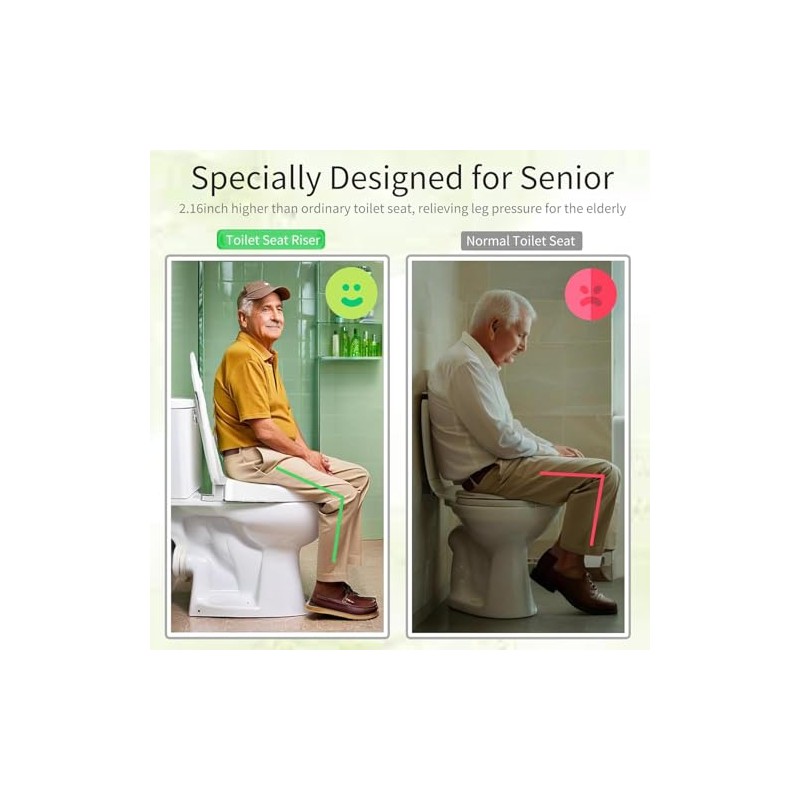 Aünsffer Raised 2.91'' Toilet Seat Elongated, Toilet Seat Riser for