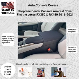 Auto Console Covers- Fits The Lexus RX450 2017-2021. Waterproof Neoprene Center Console Armrest Lid Cover. This Console Cover is not Sold or Created by Toyota Motor Co.(Black)
