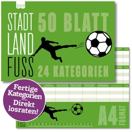 City Country Football The Game Pad A4 with 24 Football Categories | Classic Game 2.0 as a Party Game for Football Fans as a Gift Idea, DIN A4 Pad | 50 Sheets