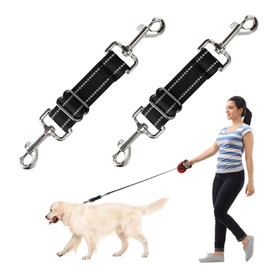 2 Pcs Dog Collar Clips, Dog Collar Connector Backup Collar Reflective Nylon Puppy Collar Double Ended Clip Strap, Adjustable Pet Dog Collar Connector for Dog Harness to Collar Safety Clip