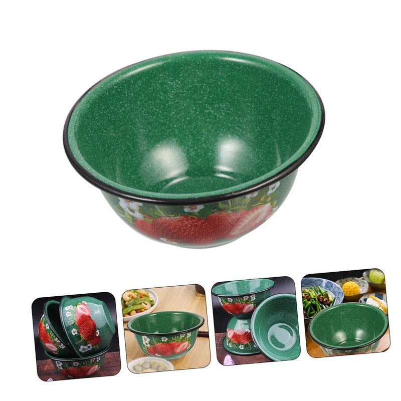 Mikinona Enamel Mixing Basin Sturdy Enamel Soup Bowl for Kitchen
