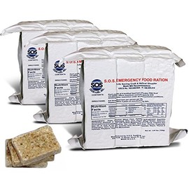 SOS Food Labs Rations Emergency 3600 Calorie Food Bar - 3 Day / 72 Hour Package with 5 Year Shelf Life- 3 Packs