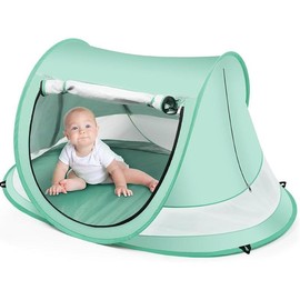 Baby Beach Tent,Large Pop Up Beach Tent Sun Shade for Beach,Portable Baby Travel Tent with Mosquito Net,Indoor Baby Play Tent,UPF 50+ UV Protection Sun Shelters for Infants - Color: Green