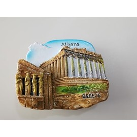 Athens Greece Souvenir Refrigerator Magnet, Parthenon and Caryatids Design, 3D Resin