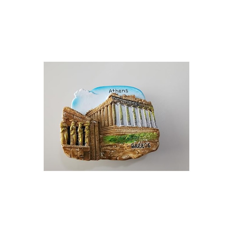 Athens Greece Souvenir Refrigerator Magnet, Parthenon and Caryatids Design, 3D