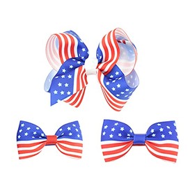 Baby Flag Hairclips Ribbon Hairgrip Kids Hairpin Hair Clips Alligator Pins JHN06 (3 Pcs-Set A)