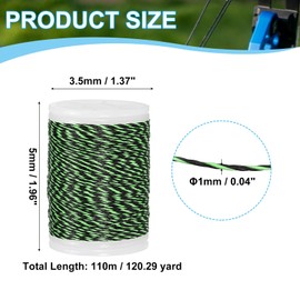 MECCANIXITY Archery Recurve Bow String Serving Thread 120 Yard / 110 m Nylon Bowstring for Recurve Bow Compound Tying Sight Nock Point (Light Green/Black)