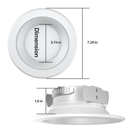 QANPEN 5-6 Inch LED Recessed Light Kit (6 Pack) - Dimmable 5-Color Adjustable Downlights, 1300LM 16.5W Retrofit Can Lights with Aluminum Trim, 2700K-5000K & ETL/FCC Certified