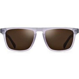 HEPIDEM Matte Acetate Vintage Retro Square Polarized Sunglasses for Men UV400 UV Protection Sun Glasses (9283T Matte Grey Frame Tea Lens)