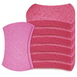 Spunspon 6 Pack Non-Scratch Cellulose Scrub Sponge, Cellulose Sponges, Heavy Duty Dishwashing Sponge for Kitchen,Clean Tough Messes Without Scratching,Pop Up Eco DIY (4" x 6" x 1"), Pink
