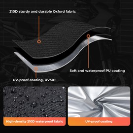 Motorcycle Cover Heavy Duty Waterproof: Durable Waterproof Scooter Cover with Windproof and Security System - Fits up to 96 Inch Large Motorcycle