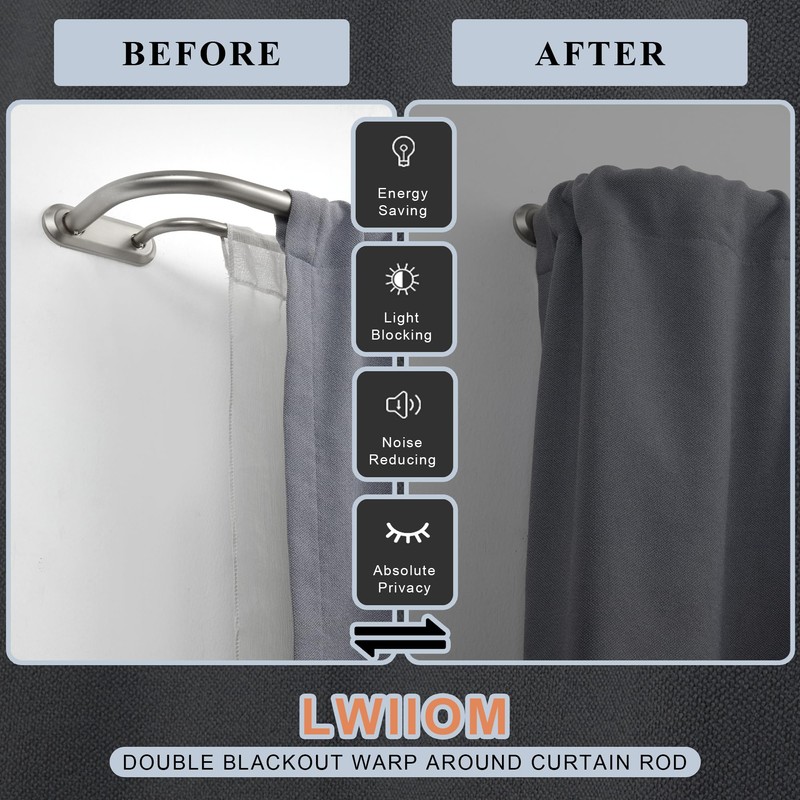 Lwiiom Double Curtain Rod for Windows 28 to 48 Inch,Adjustable