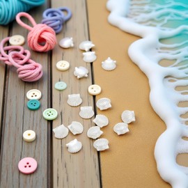 30pcs White Acrylic Clam Shell Tiny Spacer Beads,Plastic Beach Scallop Shell Craft Loose Beads 14.5x12.5mm,DIY Hair Clip Bracelet Charms for Crafts,Bead Assortments Beading and Jewelry Making