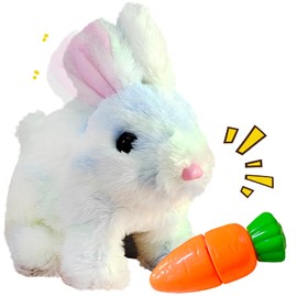 YOUYIKE Interactive Rabbit Toy, Rabbit Cuddly Toy, Small, Easter Gifts Children, Interactive Plush Toy with Walking, Can Walk and Talk, Easter Birthday Gift