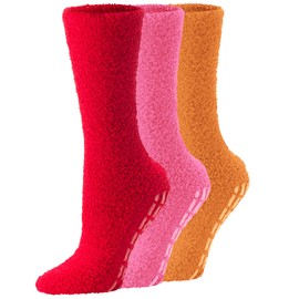 Debra Weitzner Fuzzy Socks for Womens and Men Non-Slip Plush Slipper Socks Microfiber Soft With Grippers 3 Pairs