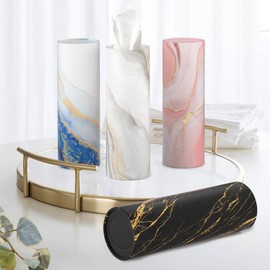 Car Tissue Holder, UBTKEY 8 Pack Car Tissues Cylinder, Round Tissue Boxes for Car, Round Tube Car Tissue Box Round Container for Home Bathroom Office (Marble Style)