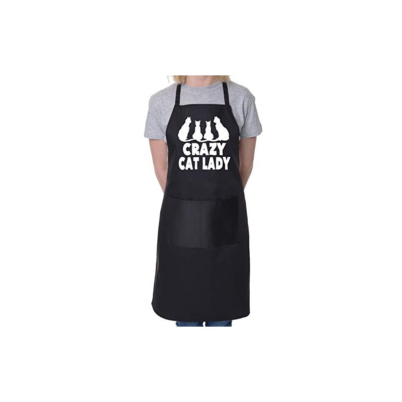 Print4U Crazy Cat Lady BBQ Cooking Funny Novelty Apron Black