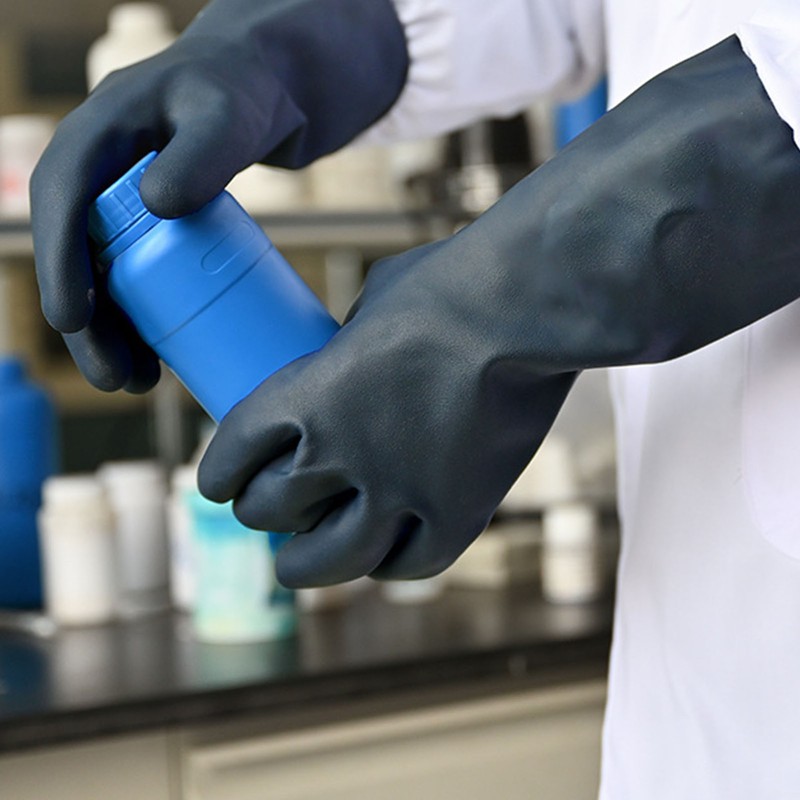 1 Pair Working Gloves Neoprene Rubber Chemical Resistant Work Gloves