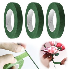 Lerelin 3 Roll Florist Tape, 12mm Width Dark Green Flower Tape Bouquet Tape for Bouquet Stem Wrapping and Florist Craft Projects and DIY Handcrafts(30 Yard/Roll)