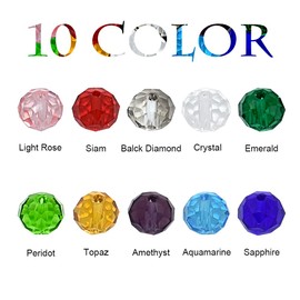8mm Briolette Glass Beads for Jewelry Making Faceted Rondelle Colorful Crystal Spacer Beads Assorted Colors for Bracelet Necklace DIY Craft Decorative 10 Colors