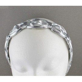 Shiny Silver lame headband 1.5 wide faux leather headband hair band accessory