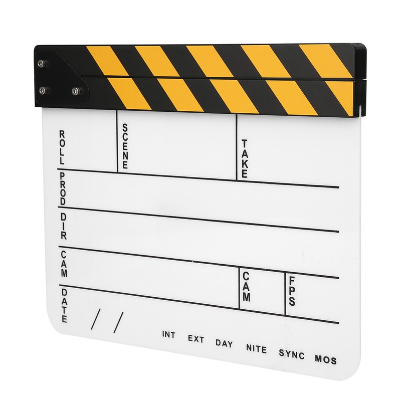 30x25CM Acrylic Movie Clapperboard Professional Director Action Clap Film Photography