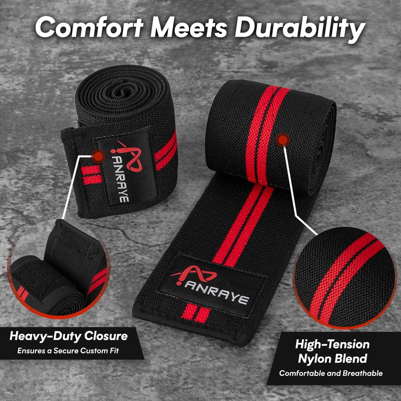 Anraye Elbow Wraps for Weightlifting - 47" Adjustable Compression Straps