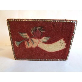 Vtg Christmas card holder box - old store stock - angel