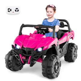 HONEY JOY 12V Ride on Car with Remote Control, Battery Powered Electric Off-Road Ride On UTV Truck, Music, Lights, Rear Storage, Ride On Toy for Kids to Drive, Gift for Boys & Girls 3+ (Pink)