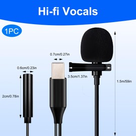 CJMUQHEHH Lavalier Mikrofon USB C, 4.92ft Mikrofon USB C für PC, Microphone Kondensator Clip on Mic für Computer, für Mac, Laptop, Interviews, Podcast, Aufnahme,Überwachung, Plug und Play