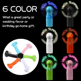 Kittmip 48 Pcs Portable Handheld Fan Mini Battery Powerful Fan Hello Summer LED Fan Small Personal Fan Party Favor Summer Gift for Travel Office Outdoor