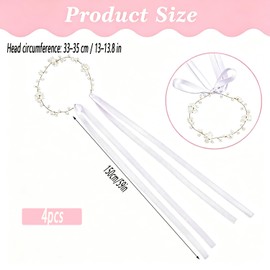 4 Pack Pearl Rhinestone Floral Headband for Wedding