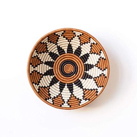 16" X-Large African Basket- Bungoma/Rwanda Basket/Woven Bowl/Sisal & Sweetgrass Basket/Burnt Sienna, Black, White