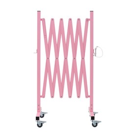 TRUNK Industrial Expandable Metal Barricade, 8 Feet, Pale Pink, Portable Safety Barrier with Casters, Flexible Fence Mobile Barrier Gate, Adjustable Traffic Fence