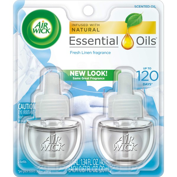 Air Wick Scented Oil Twin Refill, Cool Linen & White Lilac (2X.67) Oz.