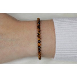 Echtes Tigerauge Edelstein Armband mit 4mm Perlen - verschiedene Längen - Heilstein Schutzstein Talisman Glücksbringer Geschenk (Tigerauge, 22CM)