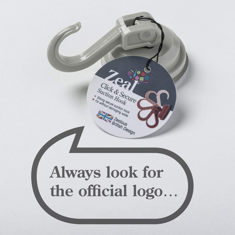 Zeal ‘Click & Secure’ Vacuum Suction Cup Hooks, Set of