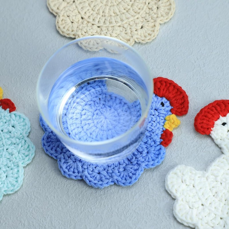 WAIT FLY Handmade Crochet Coasters Cute Drink Coaster Set for