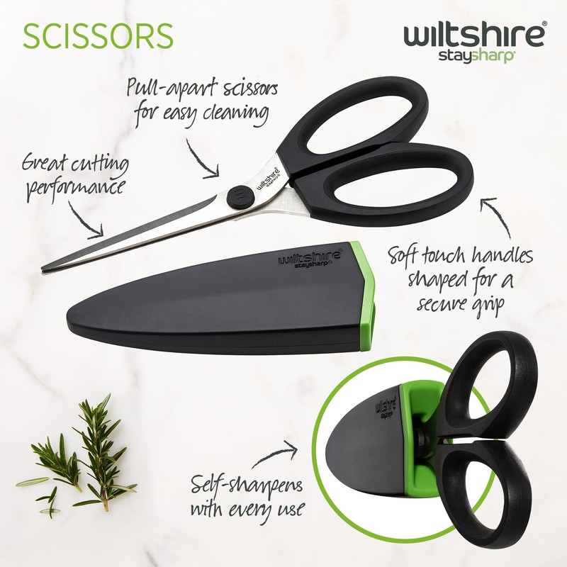 Wiltshire Staysharp Scissors, Kitchen Scissors with Built-in Sharpener, Keep Your