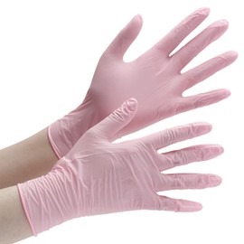 Midori Anzen Berte 727 Nitrile Gloves, Disposable, Gentle on Hands, Powder Free, Pink, Small, 100 Pieces, Thin