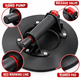 Heavy Duty Hand Pump Vacuum Suction Cup Lifter for Glass, Tile & Stone, 8/14 Inch