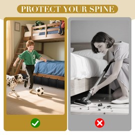 LISRUGEN Under Bed Blocker for Pets,11.8" H x 83" L in Total Bed Blockers for Under Bed, Sturdy Adjustable Underbed Blocker to Stop Pets & Items from Going Under Bed, Black