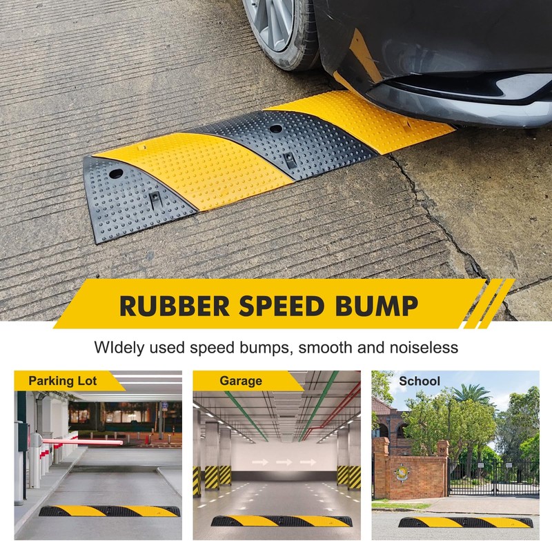 3.3Ft Recycled Rubber Speed Bump for Driveway, 2 Packs Heavy