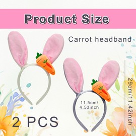 2 Stück Ostern Hasenohren Haarreif, Bunny Karotte Plüsch Haarreifen, Ostern Haarreifen mit Ohren Karotte, für Kinder Erwachsene Ostern, Cosplay, Karneval Party Kostüm Zubehör