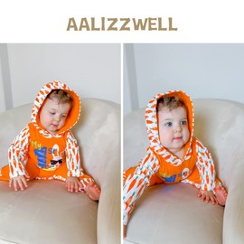 Aalizzwell Newborn Baby Girls First Easter Clothes Hooded Romper 1st Rabbit Bunny Hoodie Outfit NB Ear Clothing Orange
